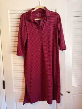 Vineyard Vines Striped Polo Shirt Dress in Red and Navy Stripe